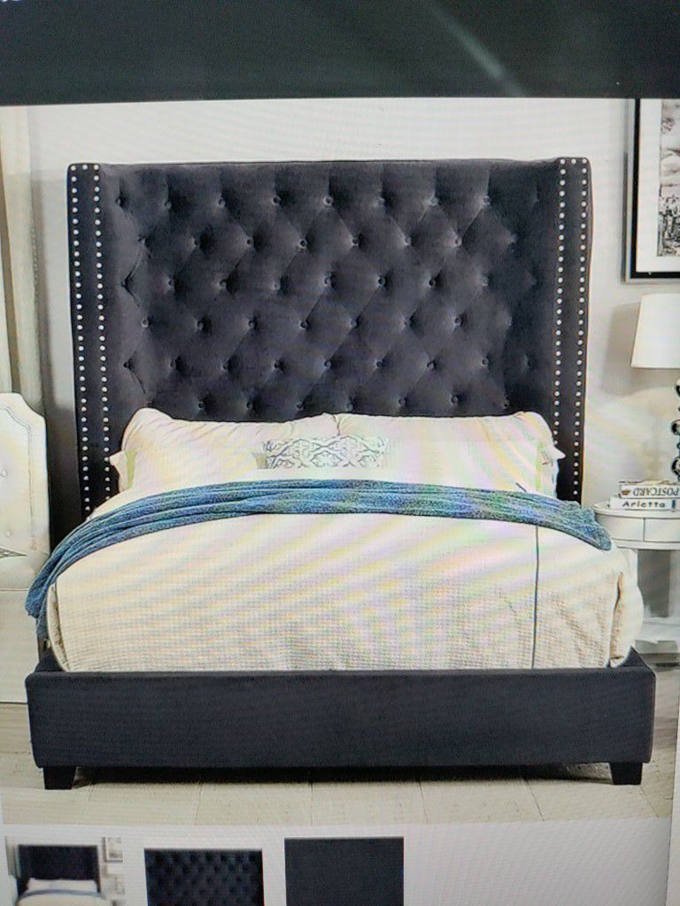 Brand New Eastern King Bed Frame In Dark Grey 