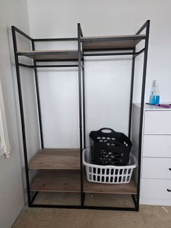 Open Wardrobe Clothing Rack with Shelves