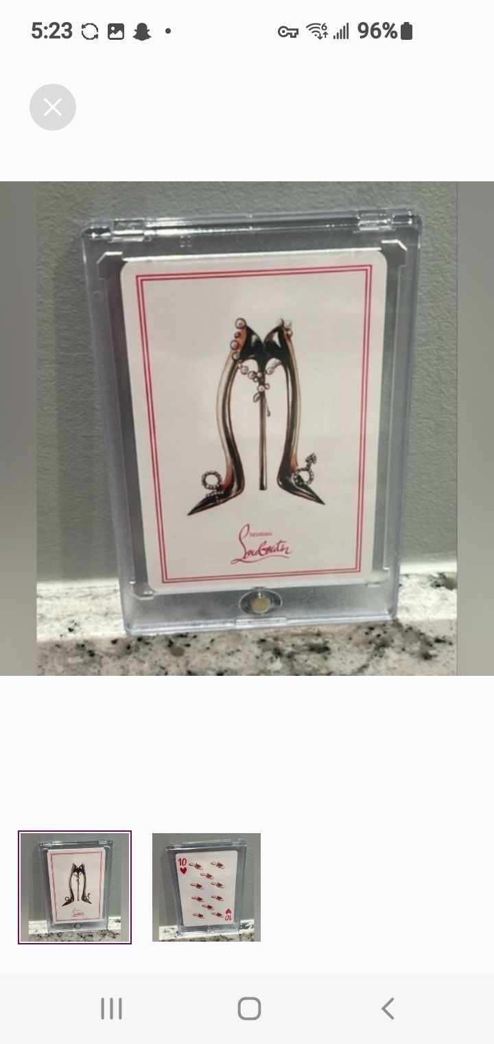 Christian Louboutin Authentic 10 Of Hearts Card.