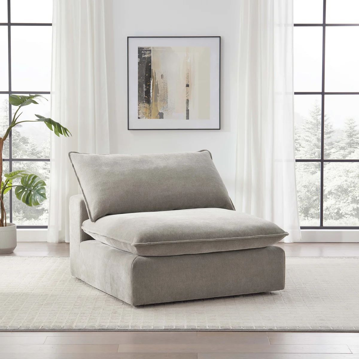 Sereen Fabric Armless Chair, Taupe (MSRP 450$)
