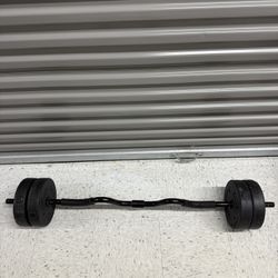 Handle Bars 30LB'' Weight Bar with Two Rotating Sleeves Weighted Workout bell Weight Super Curl Bar for Home Fitness Barbell Weight Bar Standard