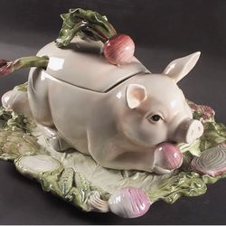 Fitz & Floyd French Market Tureen & Lid w/Ladle & Underplate - China Dinnerware & Dishes