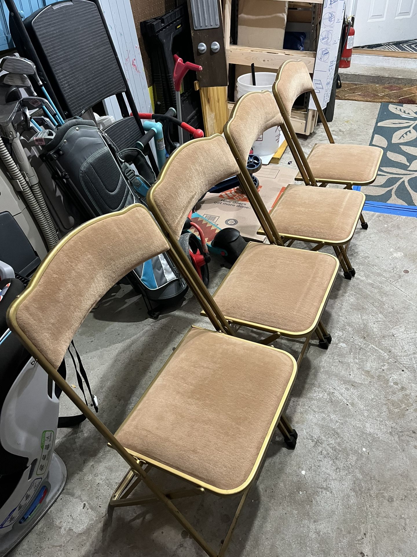 MCM Vintage Gold Velvet Folding Chairs