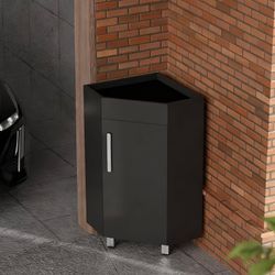 24" Corner Bathroom Vanity, Save Space, Black（Sink NOT Include Corner Space Maximizer, MDF Durable Build, Soft-Close Doors, Adjustable Shelf, Compact 