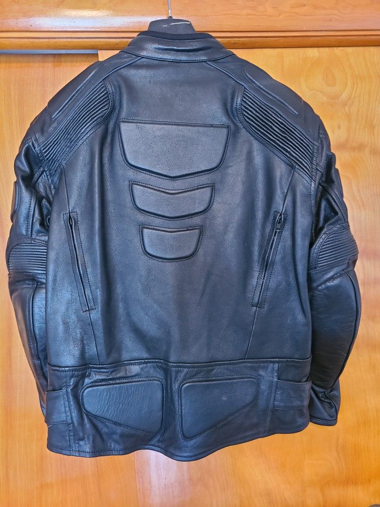 Xelement Black Armored Leather Motorcycle Jacket