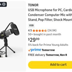 TONOR USB Condenser Microphone for podcast/karaoke/streaming on Computer/iPhone/Android