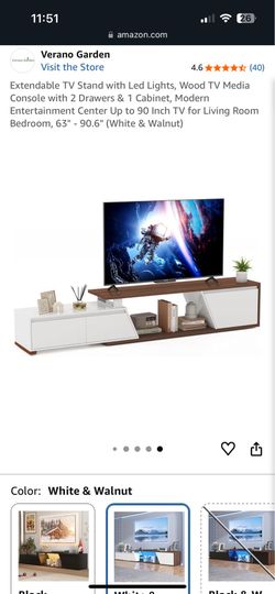 Modern extendable tv stand with LED lights