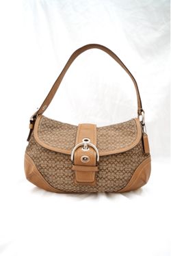 Authentic Vintage Coach Soho Signature Crescent Shoulder Bag Y2K Brown Tan