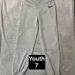 Youth 7 Nike Gray Baseball Pants 