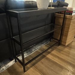 Modern glass And Metal Narrow Side Table 