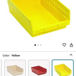 Quantum Storage Systems QSB107YL 20-Pack 4" Hanging Plastic Shelf Bin Storage Containers, 11-5/8" x 8-3/8" x 4" , Yellow