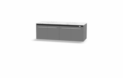 60" LED Floating Bathroom Double Vanity with Sink, Modern High Gloss Wall Mounted Bathroom