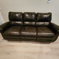 Leather Couch With Dual Recliners
