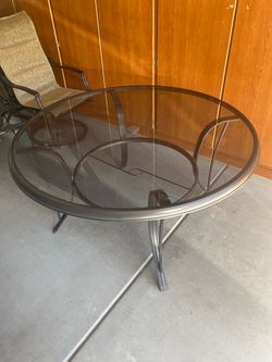 Round Glass Top Patio Dining Table - 52” dis