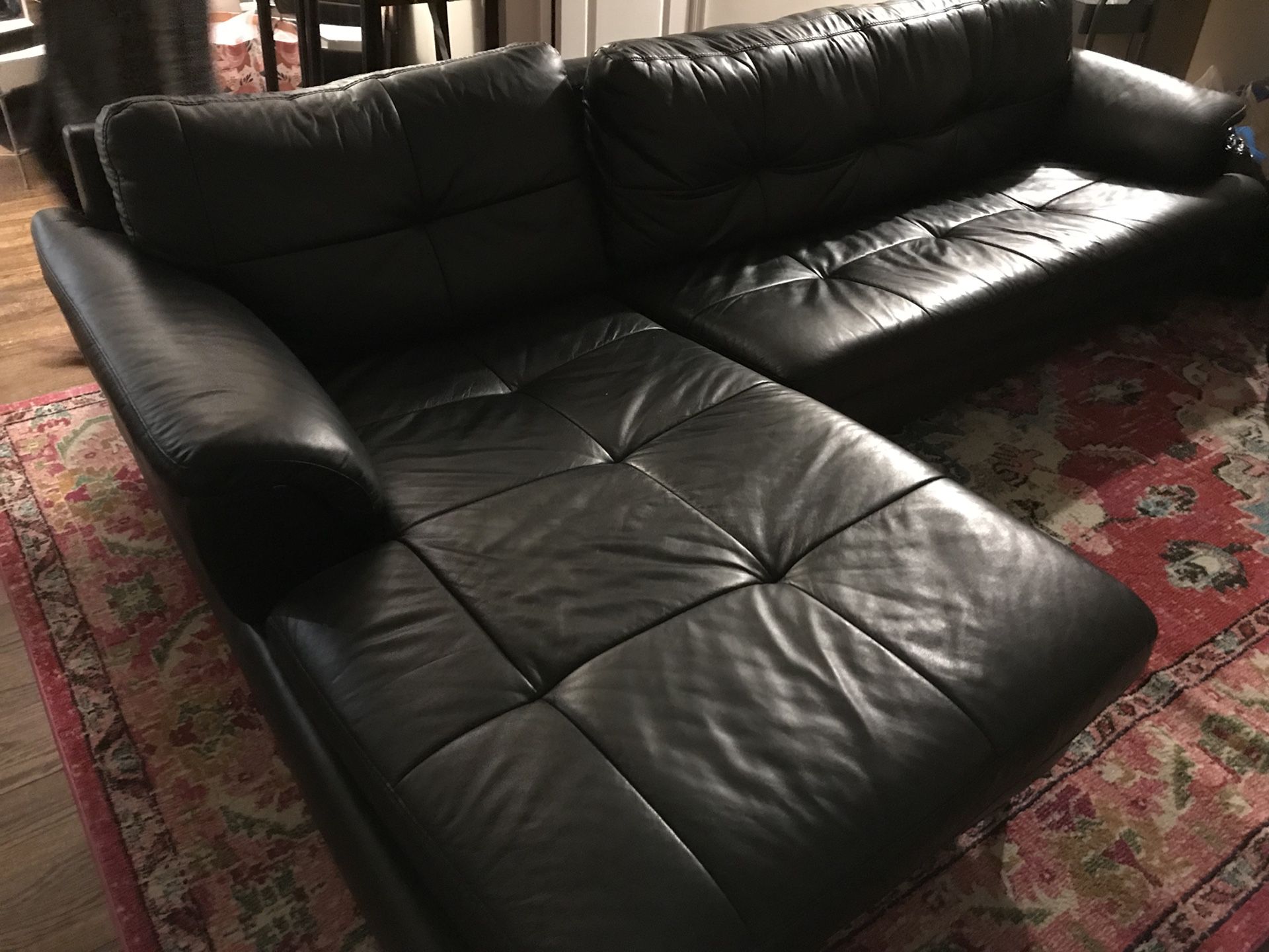 L shaped real leather couch