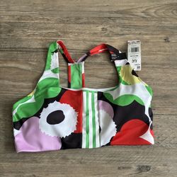 Adidas Marimekko Multicolor Floral Sports Bra - Red Green Black White