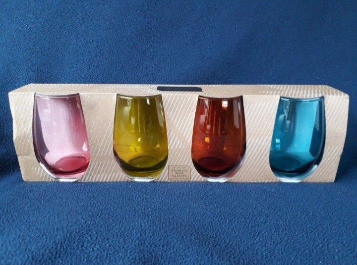 4 NEW Stemless Wine Glasses