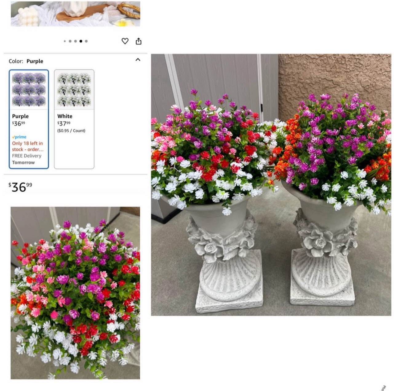60 Piece Outdoor Artificial Flowers Plants Uv Resistant