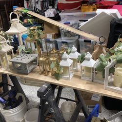 Lot Of 20 Wedding Lanterns With fairy Lights, Flowers, Greens