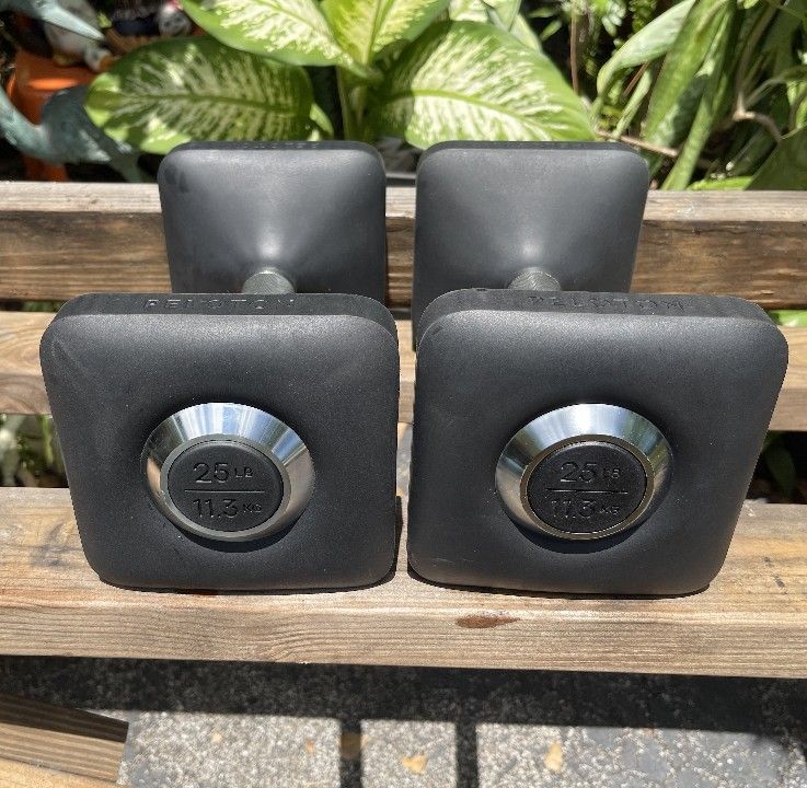 PAIR OF NEW PELOTON 25 RUBBER DUMBBELLS