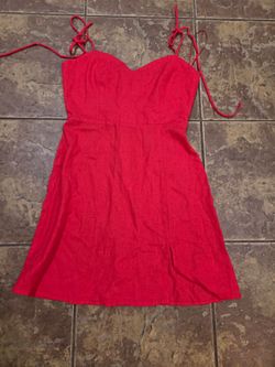 Like New Red Mi Ami by Francesca's Linen Red Mini Dress Small