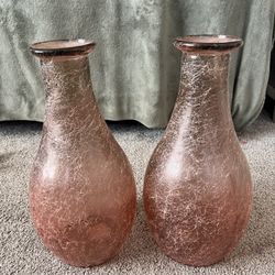 Beautiful Set Of Pink Crackle Vases