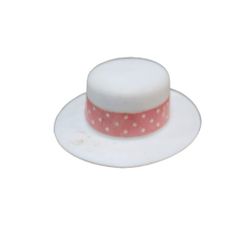 Vintage 1980s Barbie White Hat Pink Polka Dot Band 