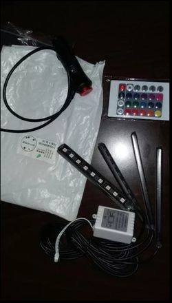 Car RGB LED Strip 4*9pcs SMD 5050 10W Car Interior Decorative Atmosphere Strip Auto RGB Pathway Floor Light Remote Control 12V