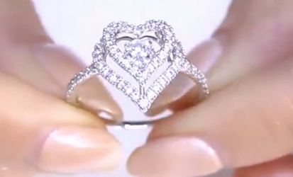 Dancing Heart Promise Ring 925 Sterling Silver