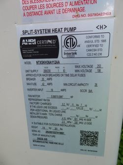 Mitsubishi Trane NTXSKH36A112AA 3-Ton 36k BTU Split-System Heat Pump, MFD May/2022, R410A