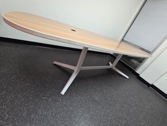 Haworth 84"x36" walnut & white oval top with steel legs
