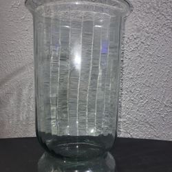 Extra Large Ribbed Clear Glass Cylinder Vase 