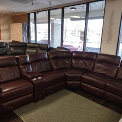 New Sectional Sofa With Three Power Recliners And Three Power Headrest With Genuine Leather