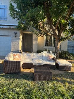 7 piece outdoor patio furniture set with ottomans