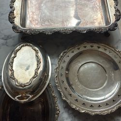 3 Silverplated Serving Dishes