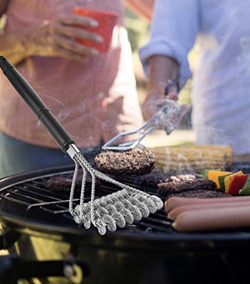 Bristle Free Grill Brush Grill Rescue Cleaning Brush - Safe BBQ Cleaning Grill Brush - Non Wire Stainless Grill Cleaner Accessories for Weber Gas/Char