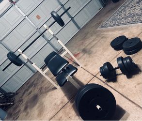 Bench press with weights and dumbell