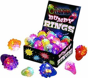 NEW 18 PACK FLASHING LED LIGHT UP BUMPY RINGS