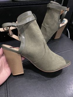 Olive green suede heels