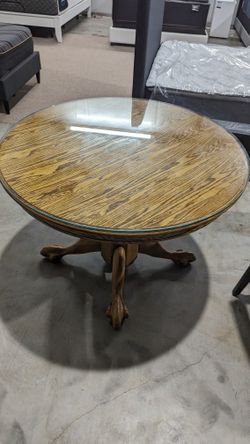Real wood dining Table W Glass