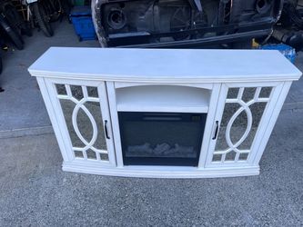 White Electric Fireplace TV Console