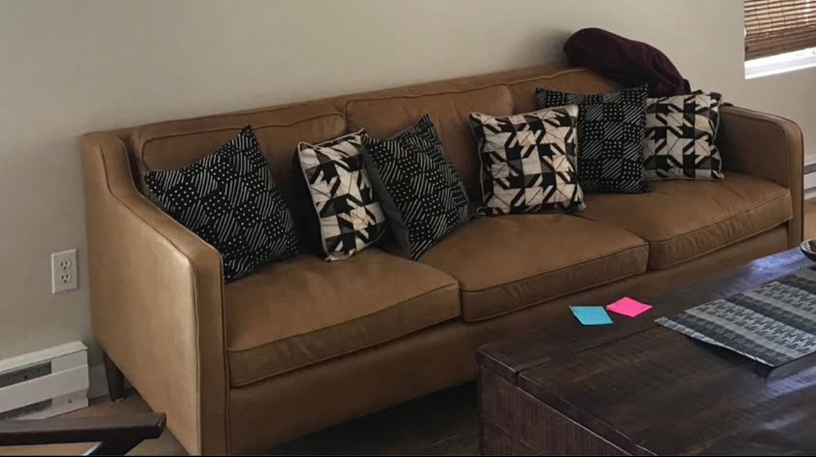 81” Brown Leather Couch