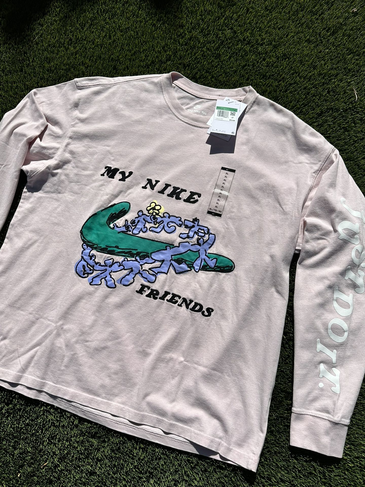 Nike NSW My Nike Friends Embroidered Long Sleeve T Shirt Pink