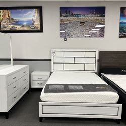 4PC White Queen Bedroom Set 