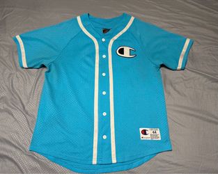 Size L - Champion Embroidered Baseball Jersey light blue