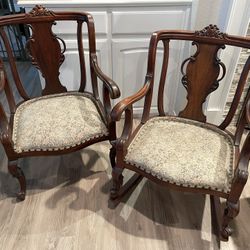 Vintage Georgian Chippendale Rocker and Chair 