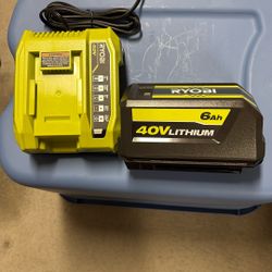 Ryobi 40v Charger And 40v Lithium 6ah Battery 