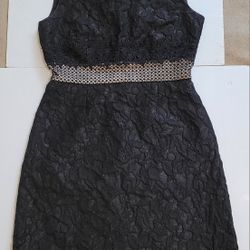Antonio Melani Edna Black Lace Sleeveless A-line Zip Back Dress Size-8

