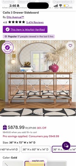 Gold mirrored wayfair buffet
