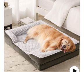Orthopedic Dog Bed for Large Dogs, Egg Crate Foam Bed for Large Dogs, Equipped with Removable Waterproof Pillow Cover and Anti-Slip Bottom, Pet Bed